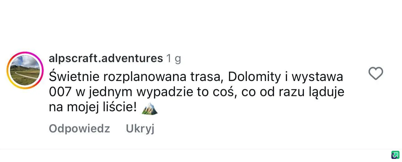 Komentarz z Instagrama